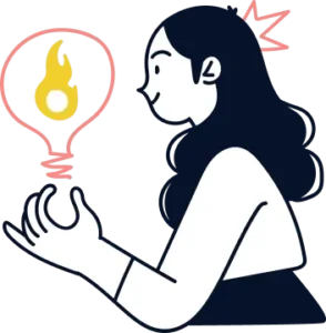 ilustração, menina com cabelos prestos segurando lâmpada, ideias para Trade Marketing e Ponto de Vendas com a Compart