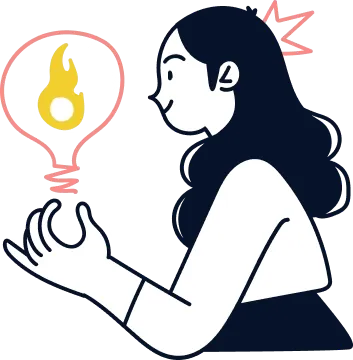 ilustração, menina com cabelos prestos segurando lâmpada, ideias para Trade Marketing e Ponto de Vendas com a Compart